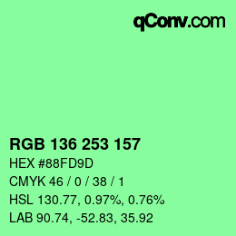 Color code: RGB 136 253 157 | qconv.com