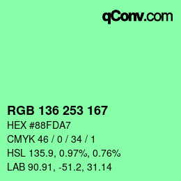 Color code: RGB 136 253 167 | qconv.com