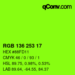 Color code: RGB 136 253 17 | qconv.com