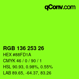 Color code: RGB 136 253 26 | qconv.com