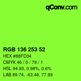 Color code: RGB 136 253 52 | qconv.com