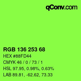 Color code: RGB 136 253 68 | qconv.com