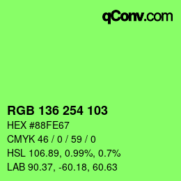 Farbcode: RGB 136 254 103 | qconv.com