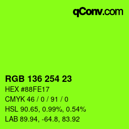Color code: RGB 136 254 23 | qconv.com
