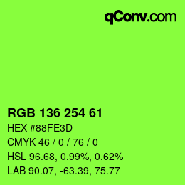 Color code: RGB 136 254 61 | qconv.com