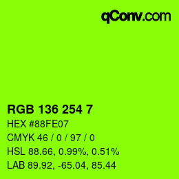 Color code: RGB 136 254 7 | qconv.com