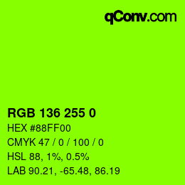 カラーコード: RGB 136 255 0 | qconv.com