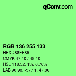 Color code: RGB 136 255 133 | qconv.com