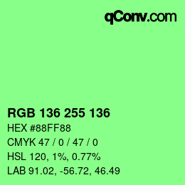 Color code: RGB 136 255 136 | qconv.com