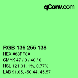 カラーコード: RGB 136 255 138 | qconv.com