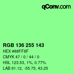 Color code: RGB 136 255 143 | qconv.com