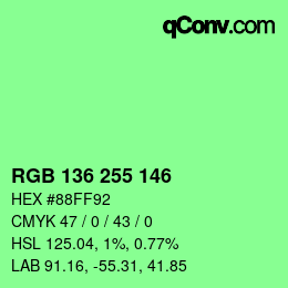 Color code: RGB 136 255 146 | qconv.com
