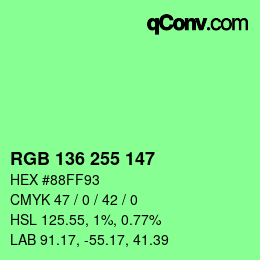 Color code: RGB 136 255 147 | qconv.com