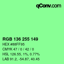 Color code: RGB 136 255 149 | qconv.com