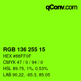 Color code: RGB 136 255 15 | qconv.com