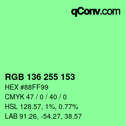 Color code: RGB 136 255 153 | qconv.com