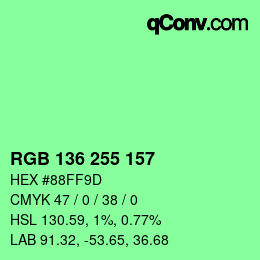 Color code: RGB 136 255 157 | qconv.com