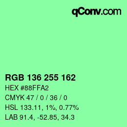Código de color: RGB 136 255 162 | qconv.com