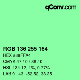 Color code: RGB 136 255 164 | qconv.com