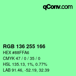 Color code: RGB 136 255 166 | qconv.com