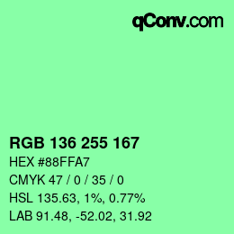 Color code: RGB 136 255 167 | qconv.com