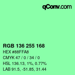 Color code: RGB 136 255 168 | qconv.com