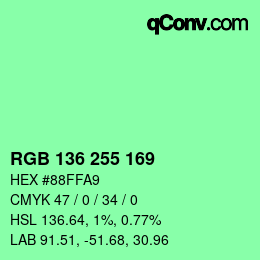 Color code: RGB 136 255 169 | qconv.com