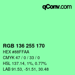 Color code: RGB 136 255 170 | qconv.com
