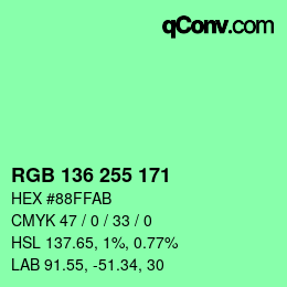 Color code: RGB 136 255 171 | qconv.com