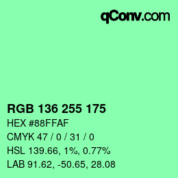 Color code: RGB 136 255 175 | qconv.com