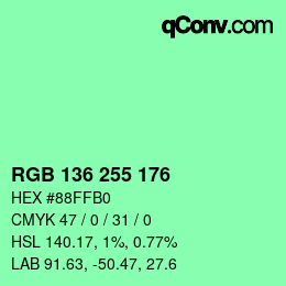 Color code: RGB 136 255 176 | qconv.com