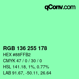 Color code: RGB 136 255 178 | qconv.com