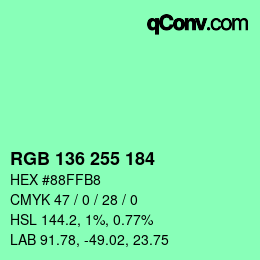 Color code: RGB 136 255 184 | qconv.com