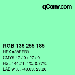 Color code: RGB 136 255 185 | qconv.com