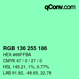 Color code: RGB 136 255 186 | qconv.com