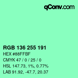 Color code: RGB 136 255 191 | qconv.com