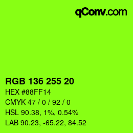 Color code: RGB 136 255 20 | qconv.com