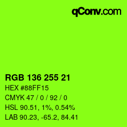 Color code: RGB 136 255 21 | qconv.com