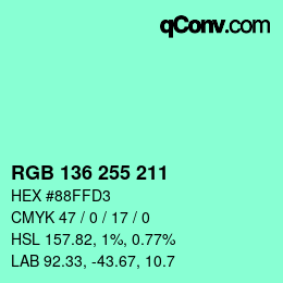 Color code: RGB 136 255 211 | qconv.com