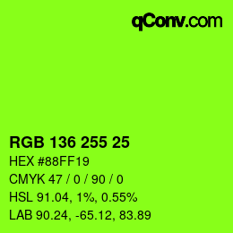 Color code: RGB 136 255 25 | qconv.com