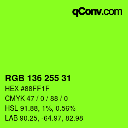 Color code: RGB 136 255 31 | qconv.com