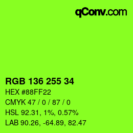 Color code: RGB 136 255 34 | qconv.com