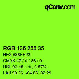 Color code: RGB 136 255 35 | qconv.com