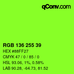 Color code: RGB 136 255 39 | qconv.com