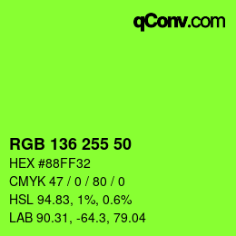 Color code: RGB 136 255 50 | qconv.com