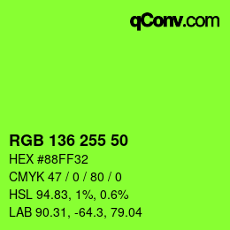 Color code: RGB 136 255 50 | qconv.com