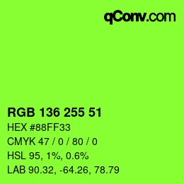 Color code: RGB 136 255 51 | qconv.com
