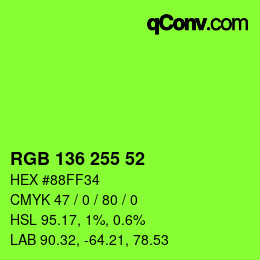 Color code: RGB 136 255 52 | qconv.com