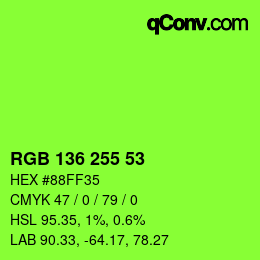 Color code: RGB 136 255 53 | qconv.com