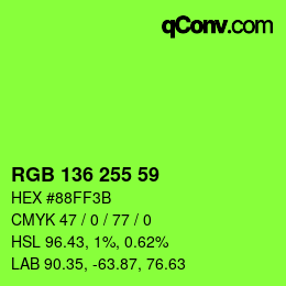 Color code: RGB 136 255 59 | qconv.com